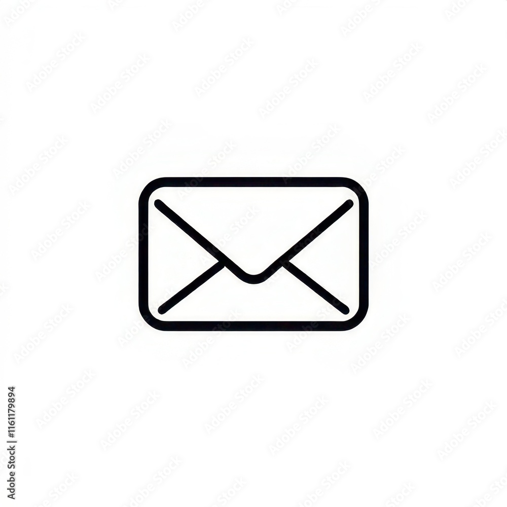 black and white envelope mail in white backround black and white envelope mail in white backround
