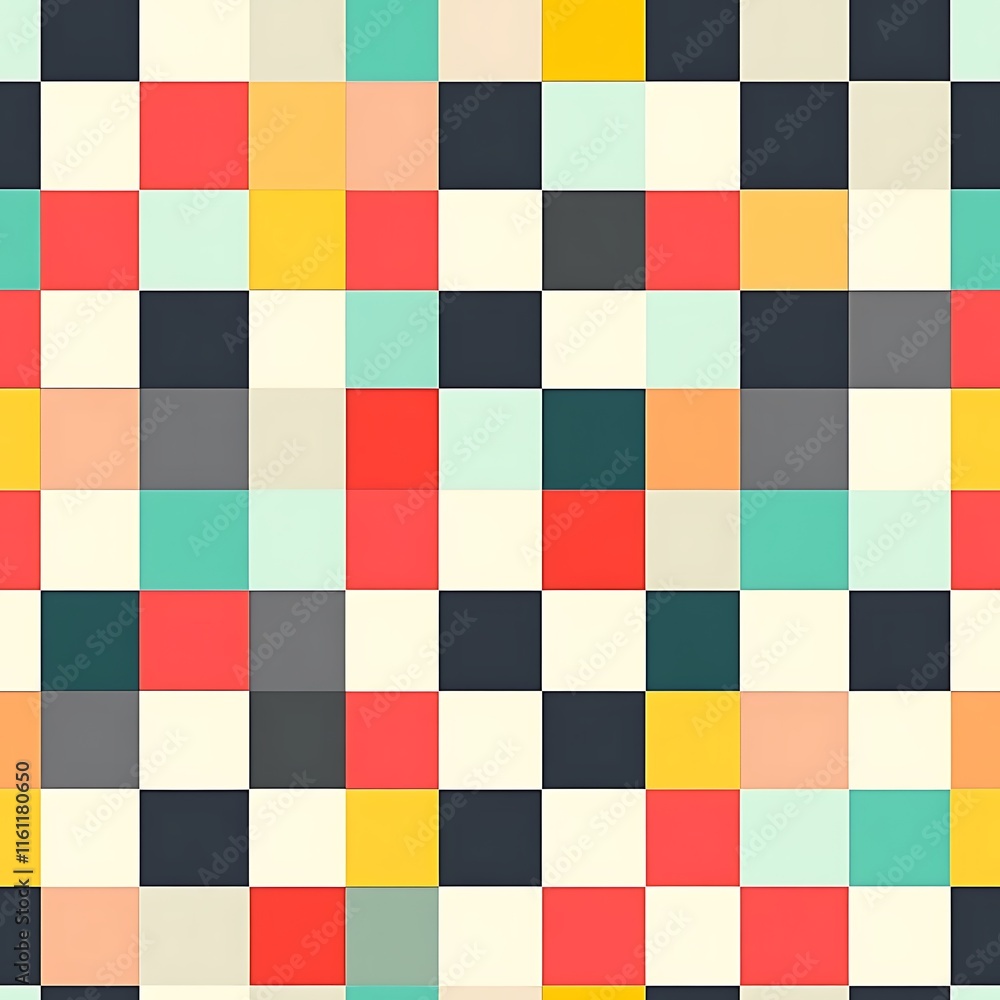 Clean Bold Checker Grid Design with Randomized Colors and Shapes Clean Bold Checker Grid Design with Randomized Colors and Shapes