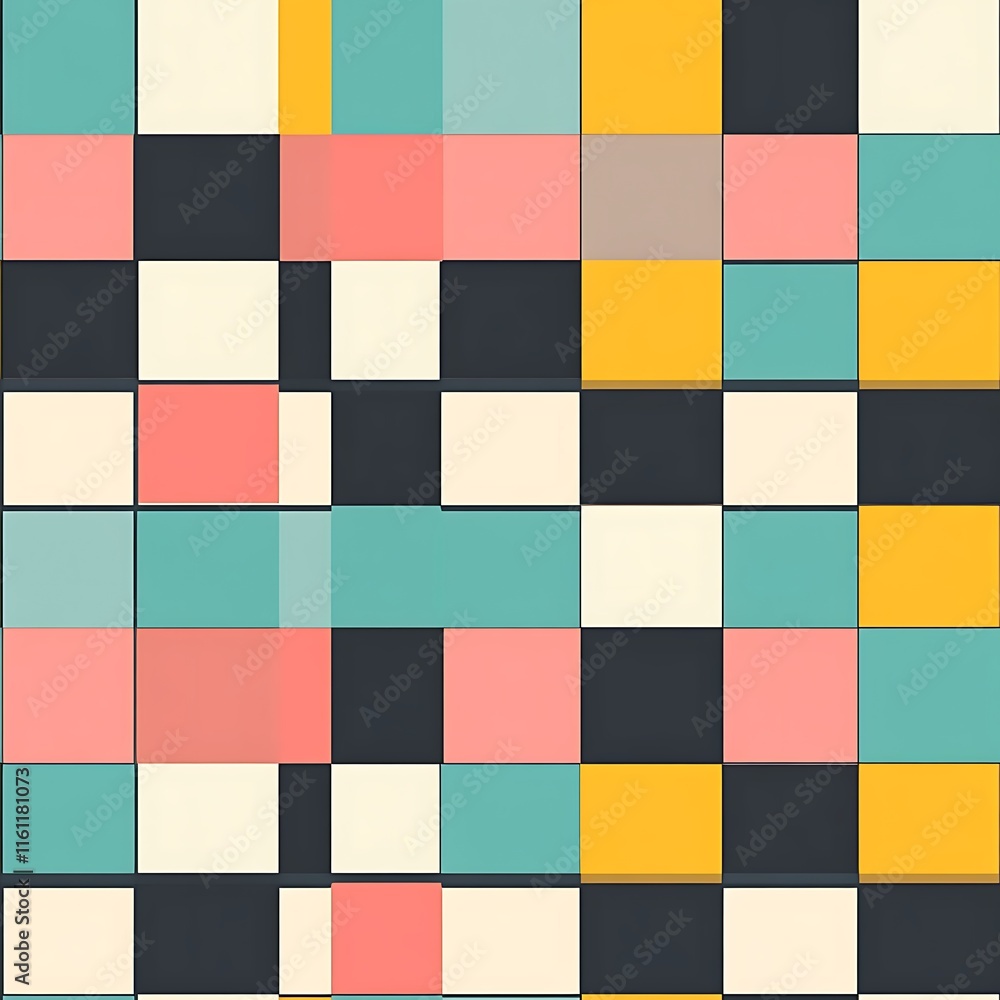 Colorful Checkerboard Pattern with Harmonious Geometric Design Colorful Checkerboard Pattern with Harmonious Geometric Design