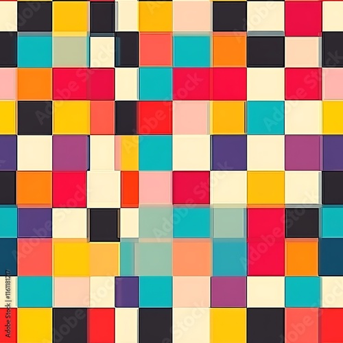 Vibrant Dynamic Checkerboard Grid in Multicolor Squares