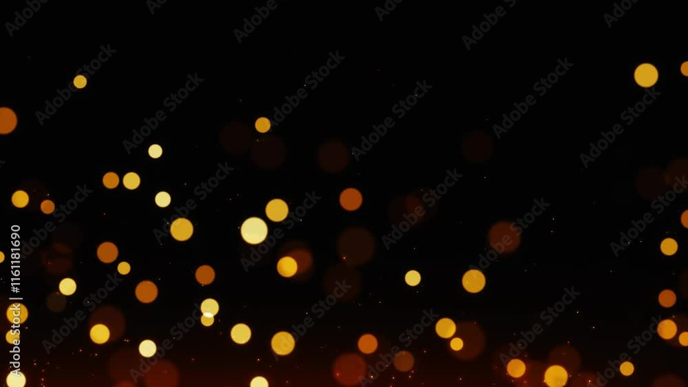 Abstract golden glowing particles video motion background, 4K