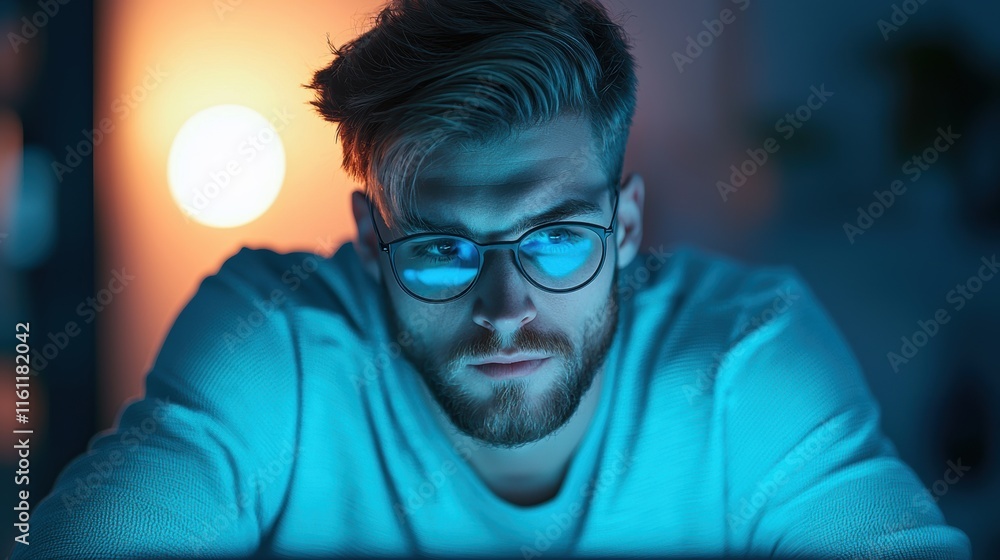 A lone entrepreneur works late into the night at their desk, illuminated by the soft glow of a desk lamp, their brow furrowed in concentration as they analyze data and charts on their computer screen. A lone entrepreneur works late into the night at their desk, illuminated by the soft glow of a desk lamp, their brow furrowed in concentration as they analyze data and charts on their computer screen.