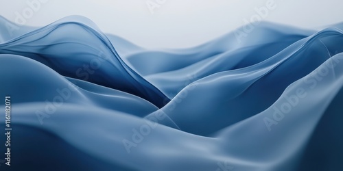 Soft, undulating blue waves blend together in a calm environment, evoking feelings of peace and tranquility. The smooth textures enhance the soothing vibe photo