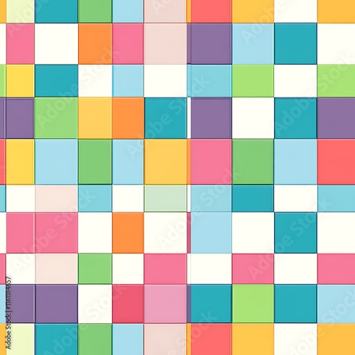 Sophisticated Checkerboard Grid with Multicolored Harmonious Squares