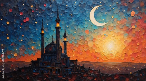 mosque oil painting