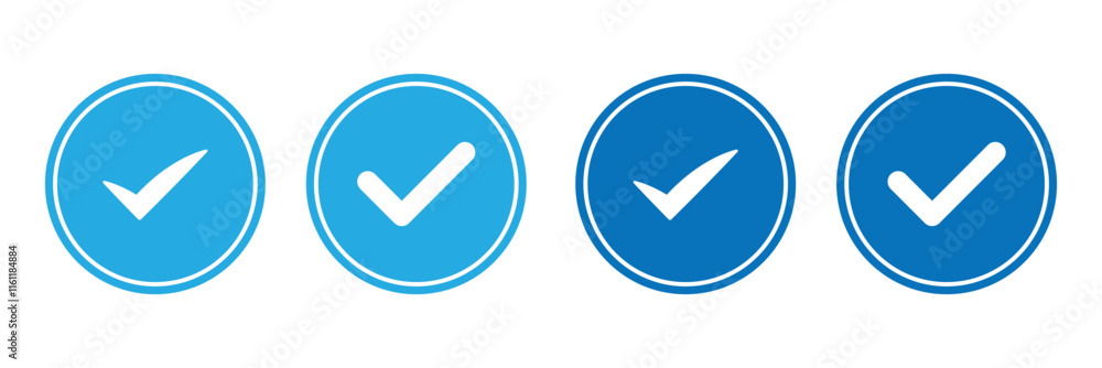 Blue check mark icon set illustration. Blue check mark icon set illustration.