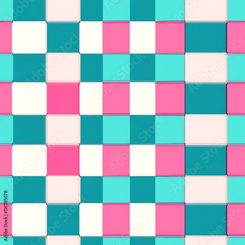 Seamless Symmetrical Checkerboard Pattern in Vibrant Colors