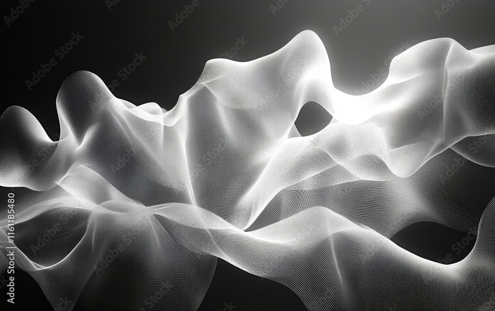 Fototapeta premium monochrome patterns shift into ethereal glowing digital art forms., Generative AI