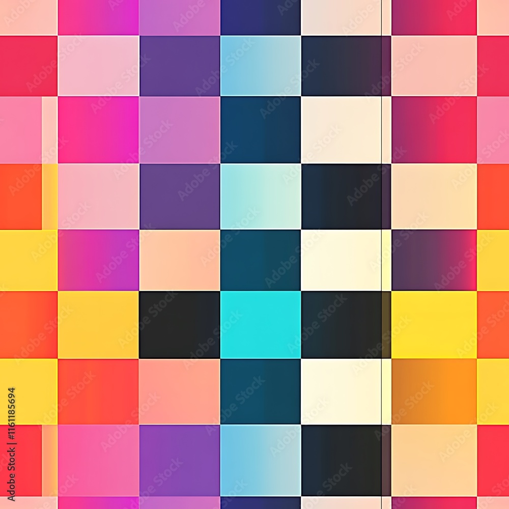 Vibrant Checkerboard Pattern in Striking Colors and Grid Design Vibrant Checkerboard Pattern in Striking Colors and Grid Design