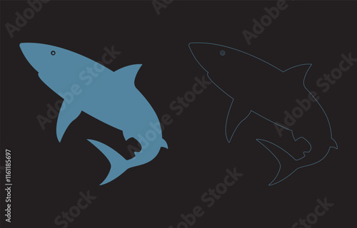 Shark Silhouette Vector Illustration Isolated on black background