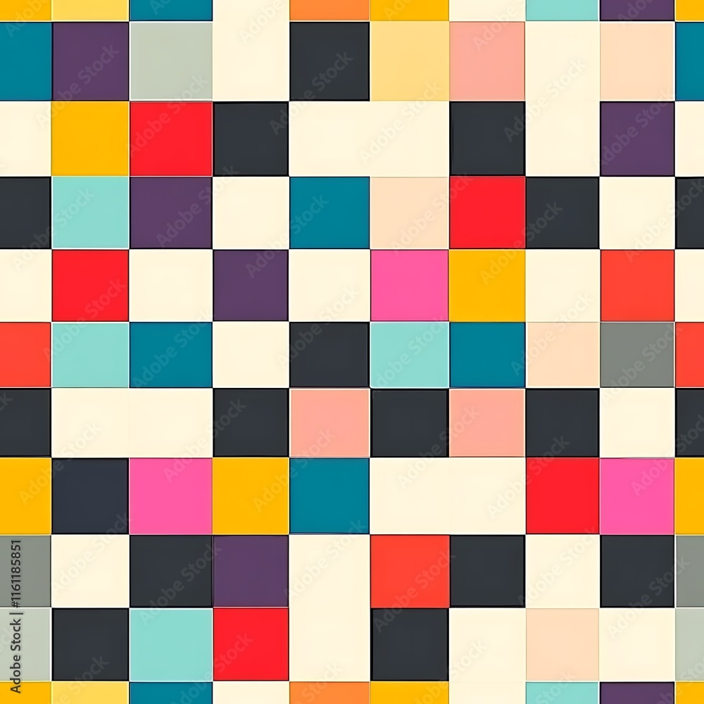 Elegant Vibrant Checker Pattern with Randomized Color Blocks Elegant Vibrant Checker Pattern with Randomized Color Blocks