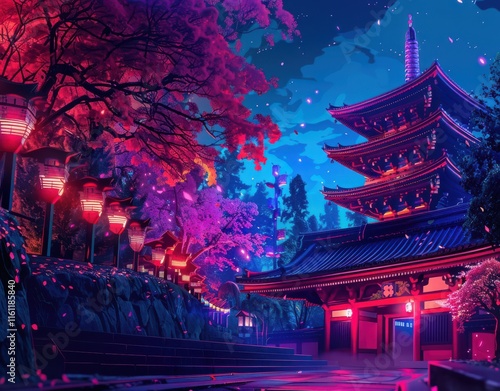 kyoto neon light background