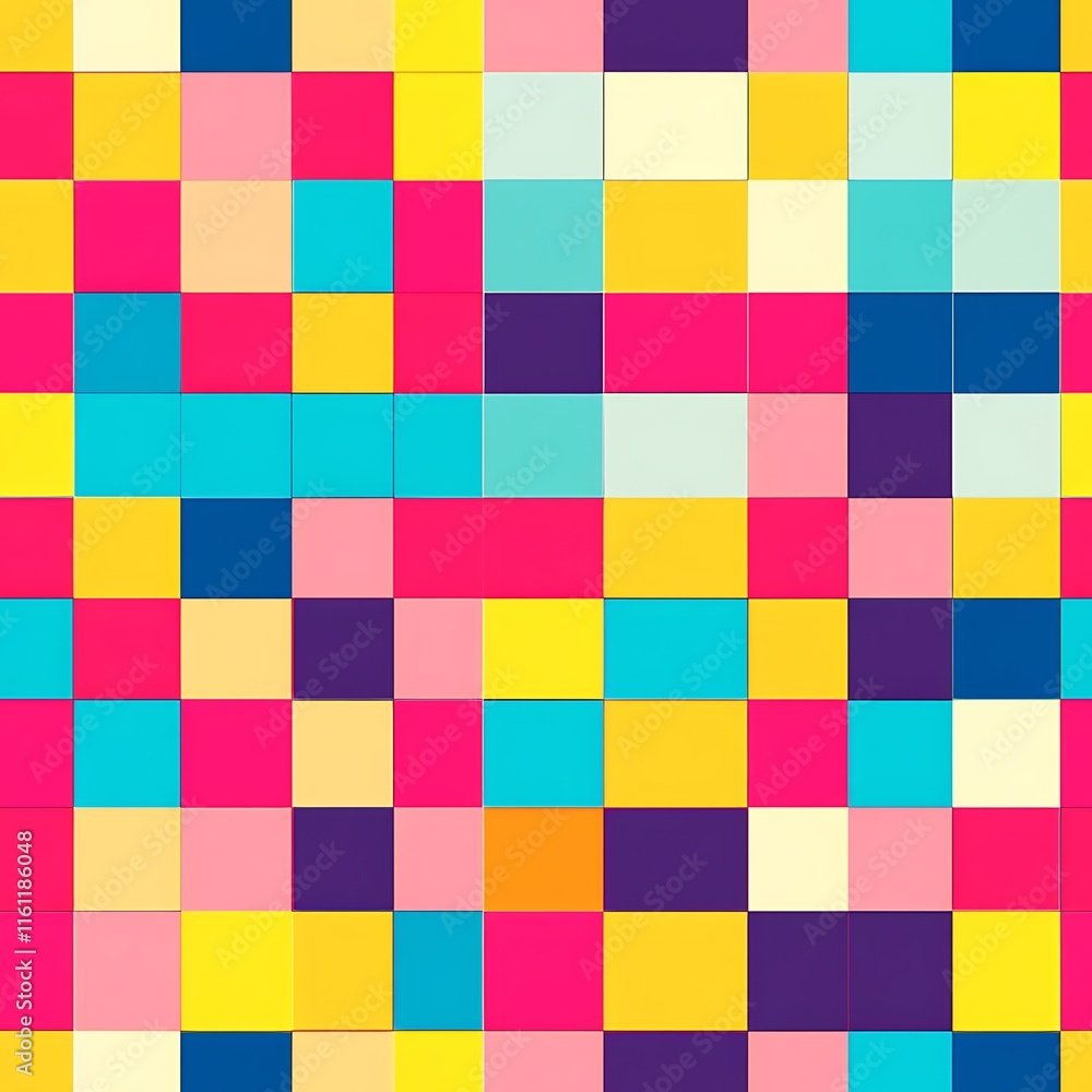 Colorful Checkerboard Pattern with Vibrant Geometric Shapes Colorful Checkerboard Pattern with Vibrant Geometric Shapes