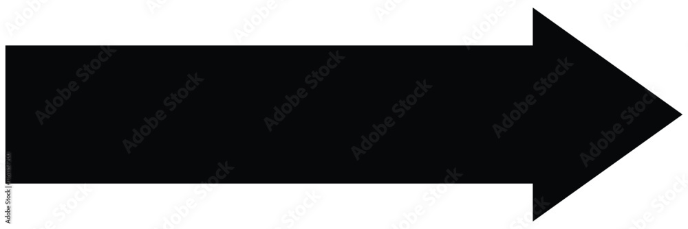 Long black arrow, pointer. Black right pointer arrow icon. Vector illustration Long black arrow, pointer. Black right pointer arrow icon. Vector illustration