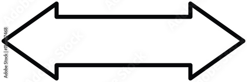 Dual outline arrow. Dual sided long straight arrow signs. Vector illustration and line art style.