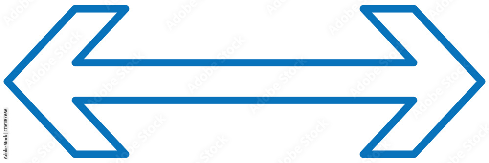 Dual outline arrow. Dual sided long straight arrow signs. Vector illustration and line art style. Dual outline arrow. Dual sided long straight arrow signs. Vector illustration and line art style.