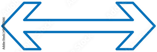 Dual outline arrow. Dual sided long straight arrow signs. Vector illustration and line art style.