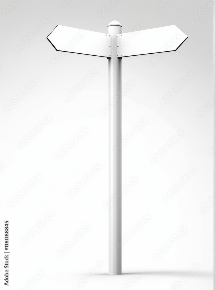 Blank road sign stands in isolation, inviting thoughts on direction and choices without any labels or indicators Blank road sign stands in isolation, inviting thoughts on direction and choices without any labels or indicators