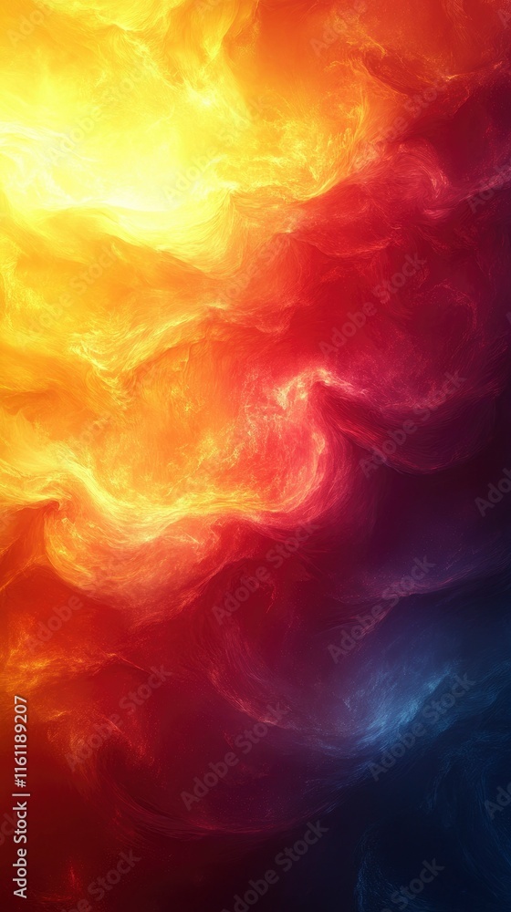 Fototapeta premium Abstract Fiery and Icy Nebula Cosmic Collision of Color and Light