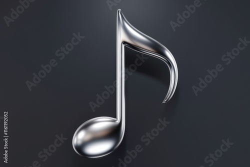 A silver musical note on a transparent background.