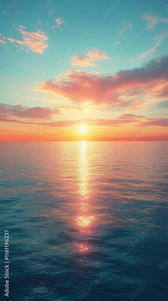 Fototapeta premium Serene Sunset Over Calm Ocean Waters