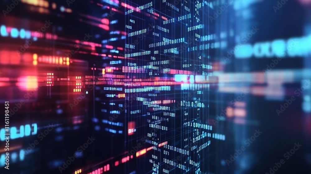 Abstract Technological Background with Colorful Data Streams Flowing Abstract Technological Background with Colorful Data Streams Flowing