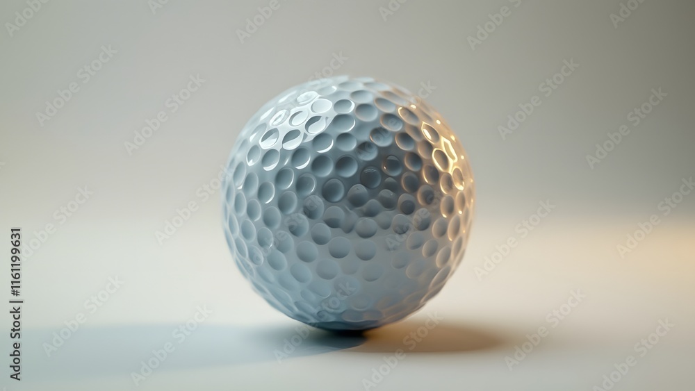 High-Contrast Glossy Golf Ball Close-Up, Studio Photography with Shallow Depth of Field and Warm Ivory Background High-Contrast Glossy Golf Ball Close-Up, Studio Photography with Shallow Depth of Field and Warm Ivory Background