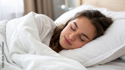 Young Woman Sleeping in Bed, World Sleep Day, Sound Deep Sleep and Insomnia