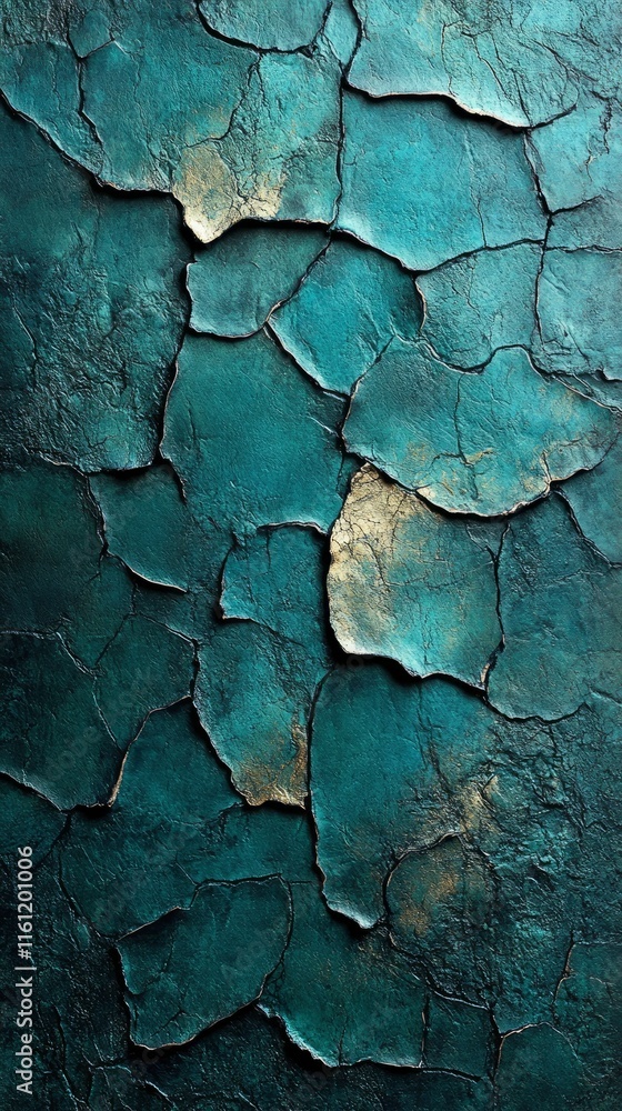 Abstract Teal and Gold Cracked Texture Background Abstract Teal and Gold Cracked Texture Background