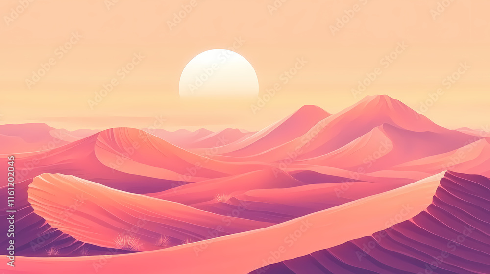 Rippled sand dunes in a vast desert landscape. Dune. Illustration Rippled sand dunes in a vast desert landscape. Dune. Illustration