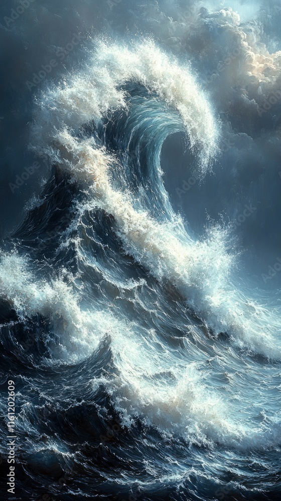 Majestic Ocean Wave Crashing Against Rocky Shore - Dramatic Seascape Majestic Ocean Wave Crashing Against Rocky Shore - Dramatic Seascape