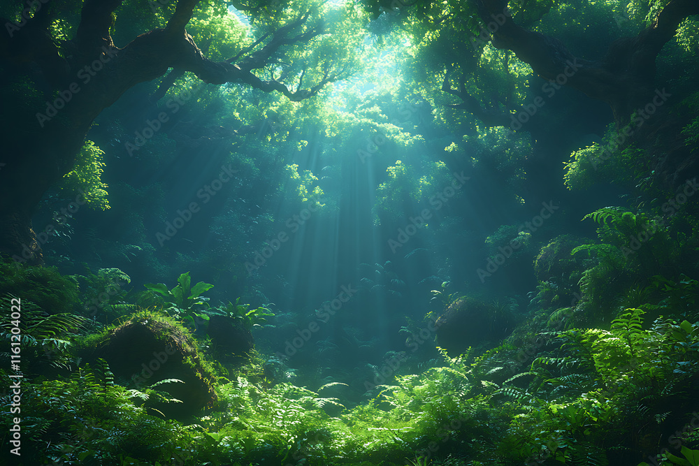 A mystical forest at dawn with ethereal light beams filtering through the trees, a misty atmosphere, and vibrant green foliage.
A mystical forest at dawn with ethereal light beams filtering through the trees, a misty atmosphere, and vibrant green foliage.
