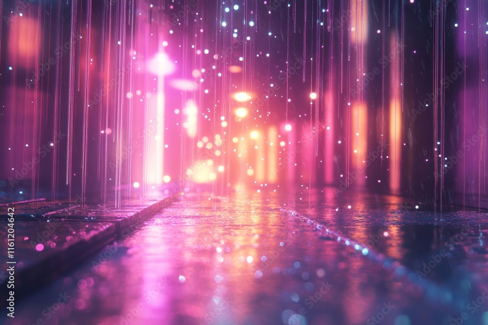 raindrops ripple through radiant surreal cosmic digital visuals., Generative AI raindrops ripple through radiant surreal cosmic digital visuals., Generative AI
