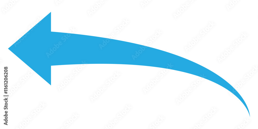 Blue arrow icon on white background. Flat style arrow icon for your website, design, logo, app, UI. Curved arrow sign. Vector illustration. Blue arrow icon on white background. Flat style arrow icon for your website, design, logo, app, UI. Curved arrow sign. Vector illustration.