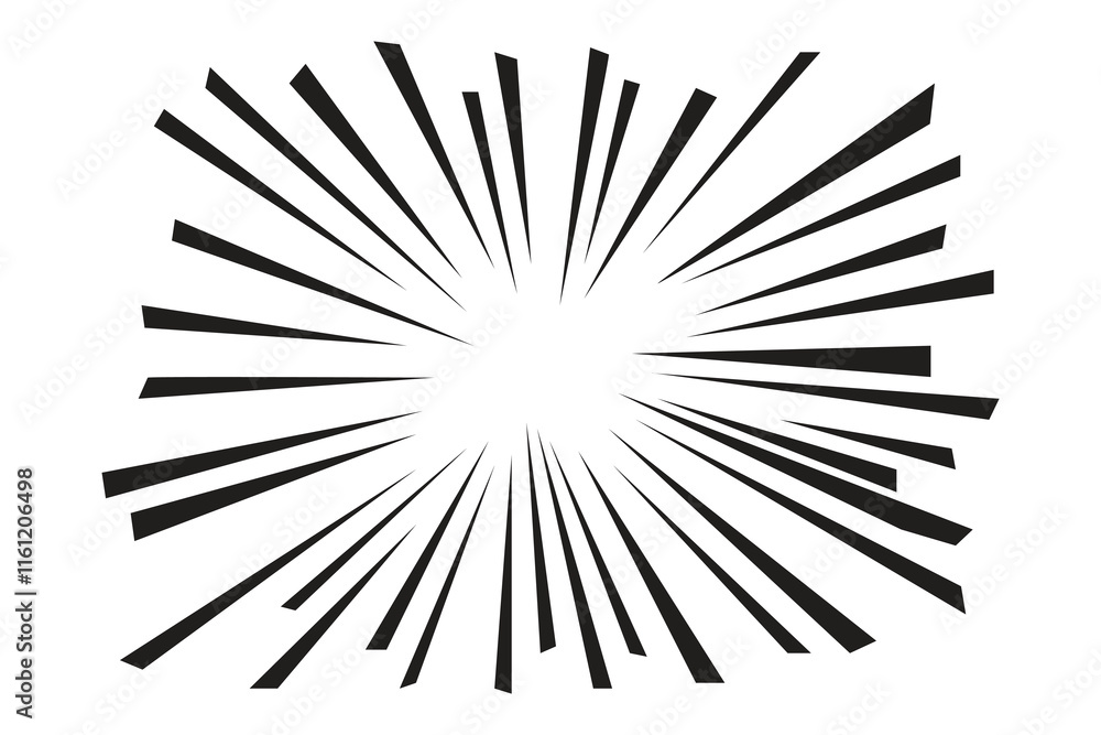 Obraz premium Comic Line Explosion in Anime, Radial Explosion in Cartoon Anime Book Style