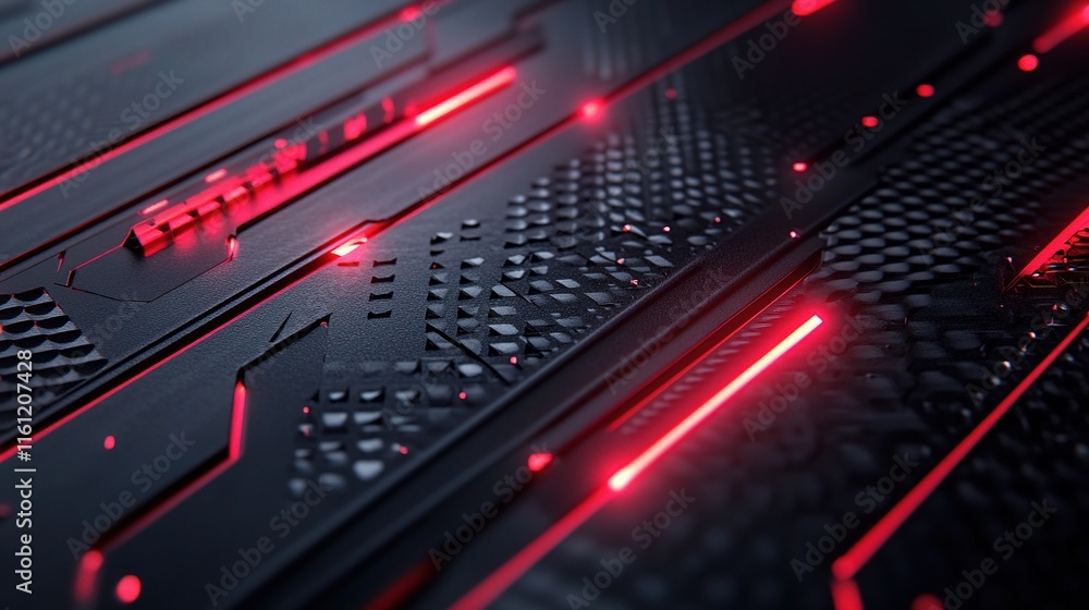 Obraz premium Sleek Carbon Fiber Background with High-Tech Textures and Red Highlights