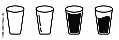 Water glass icon vector set. Water glass vector illustration isolated on a white background.