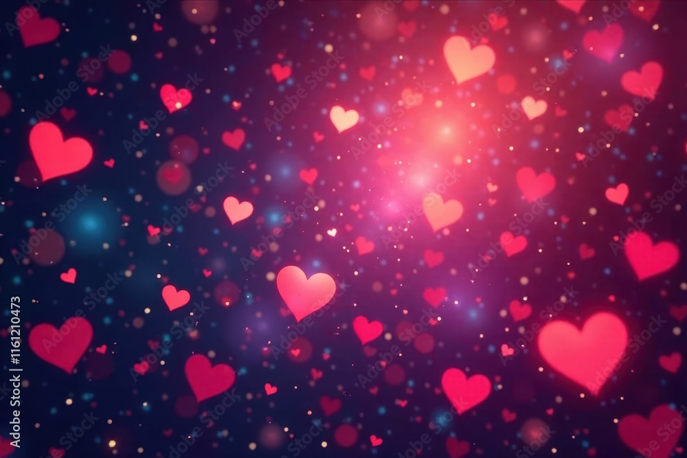 Colorful heart-shaped confetti with abstract light streaks, vibrant, cheerful Colorful heart-shaped confetti with abstract light streaks, vibrant, cheerful