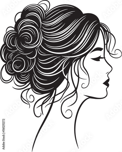 Women style messy bun silhouette