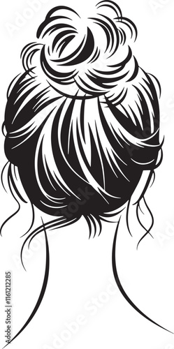 Women style messy bun silhouette