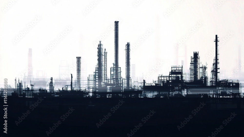 Obraz premium Abstract Industrial Skyline with Panoramic Construction Elements