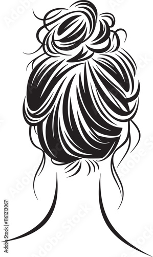 Women style messy bun silhouette