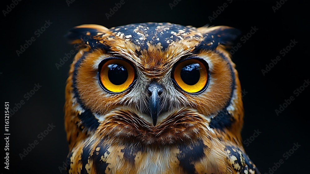 Fototapeta premium Majestic Owl Portrait Bright Yellow Eyes