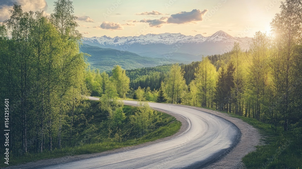 Fototapeta premium Scenic Mountain Road at Sunset