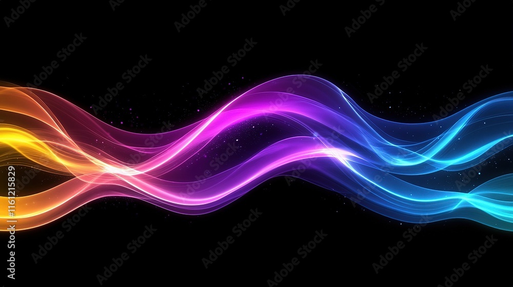 Abstract Wave Illustration with Neon Colors and Blurred Background Abstract Wave Illustration with Neon Colors and Blurred Background