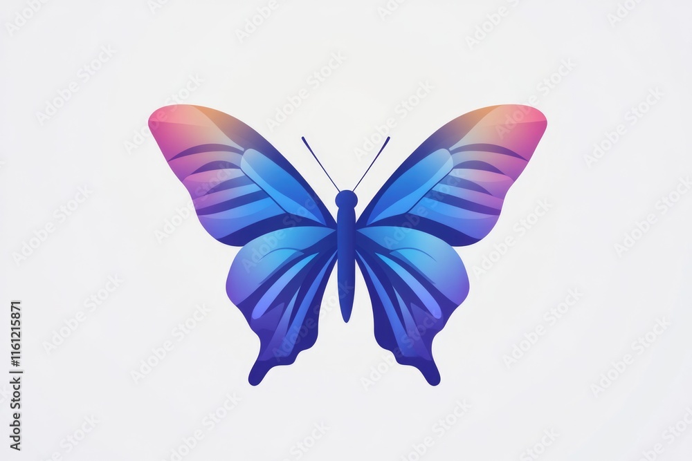 Fototapeta premium A colorful butterfly perched on a plain white background