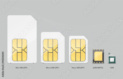 Set of SIM cards mockups. Realistic vector illustration isolated on grey background. Can be use for template your design, presentation, promo, ad. EPS10.	