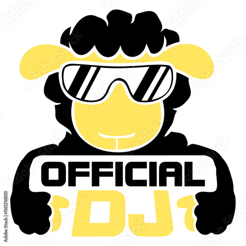 Sheep Official Dj Sunglasses Party Lamb Music Cool Design Lover Art Vector Illustration Card T-Shirt Poster Sticker Graphic Print Decorative Drawing Isolated Logo Decoration Symbol Creative Cool Style