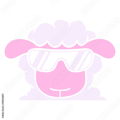 Sheep Sunglasses Party Cool Dj Head Face Cute Fun Design Lover Art Vector Illustration Card T-Shirt Poster Sticker Graphic Print Decorative Drawing Isolated Logo Decoration Symbol Creative Cool Style
