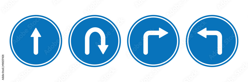 Go Straight This Way One Way Only U Turn Left and Right Black Arrow Sign Direction Icon. Vector Arrow Icon Set, Illustration. Go Straight This Way One Way Only U Turn Left and Right Black Arrow Sign Direction Icon. Vector Arrow Icon Set, Illustration.